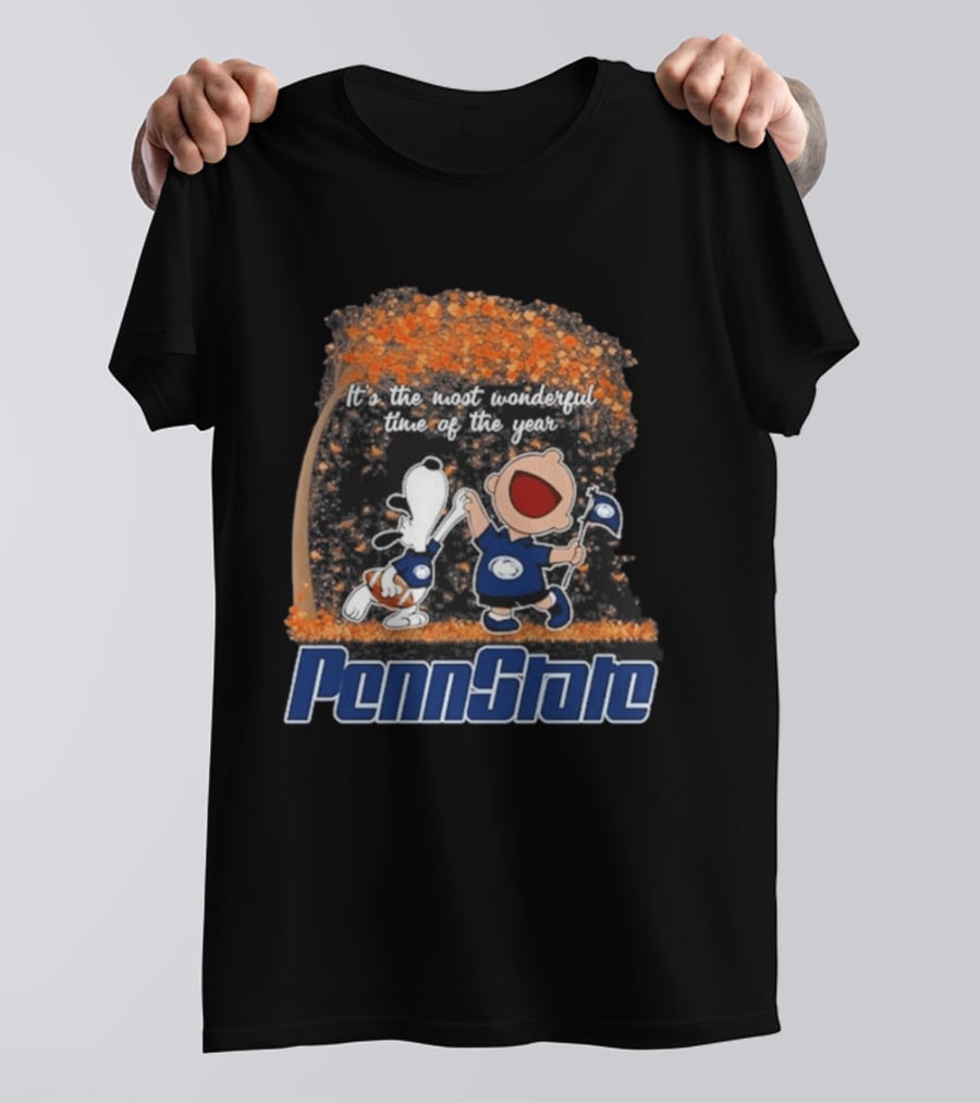 Penn State Nittany Lions Snoopy Charlie Brown Dancing It's The Most Wonderful Time Of The Year T-Shirt