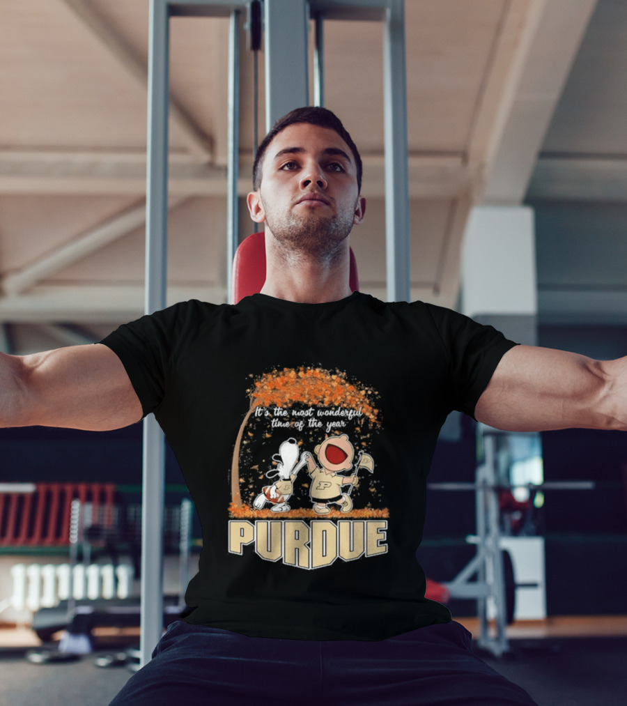 Purdue Boilermakers Snoopy Charlie Brown 2026 Most Wonderful Time Of The Year T-Shirt
