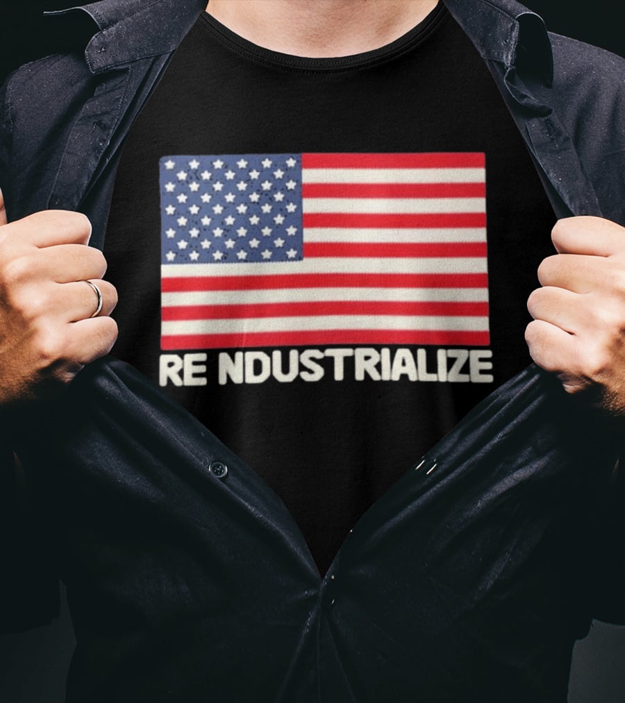 Reindustrialize United States Flag Stars And Stripes T-Shirt