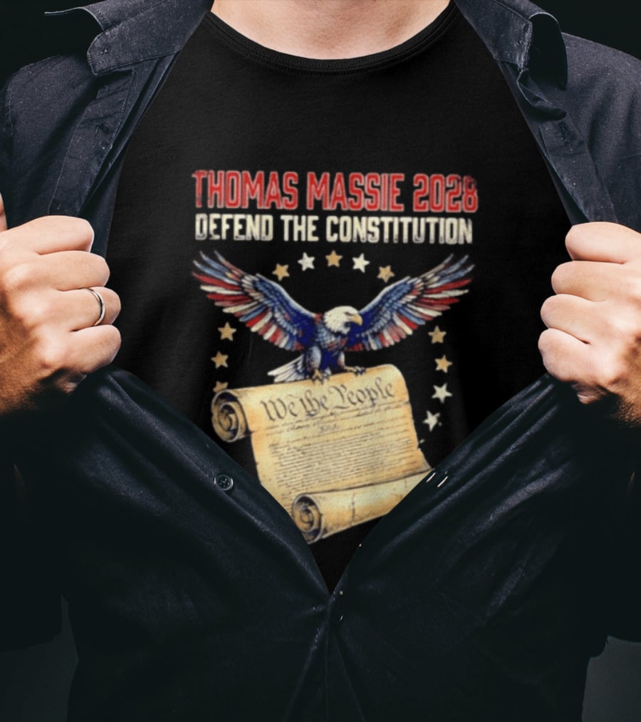 Thomas Massie 2028 Defend The Constitution We The People Bald Eagle Stars Patriotic Election Movement T-Shirt