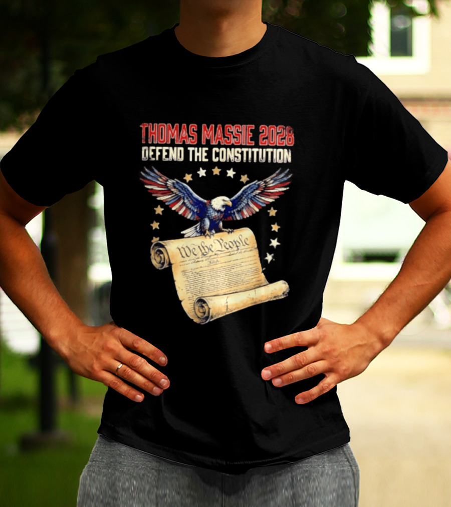 Thomas Massie 2028 Defend The Constitution We The People Bald Eagle Stars Patriotic Election Movement T-Shirt