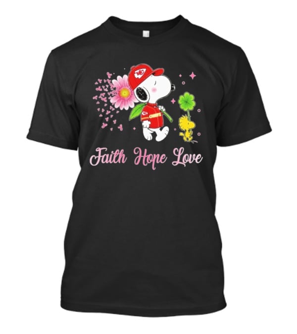 Kansas City Chiefs Snoopy Faith Hope Love Breast Cancer Awareness 2026 T-Shirt