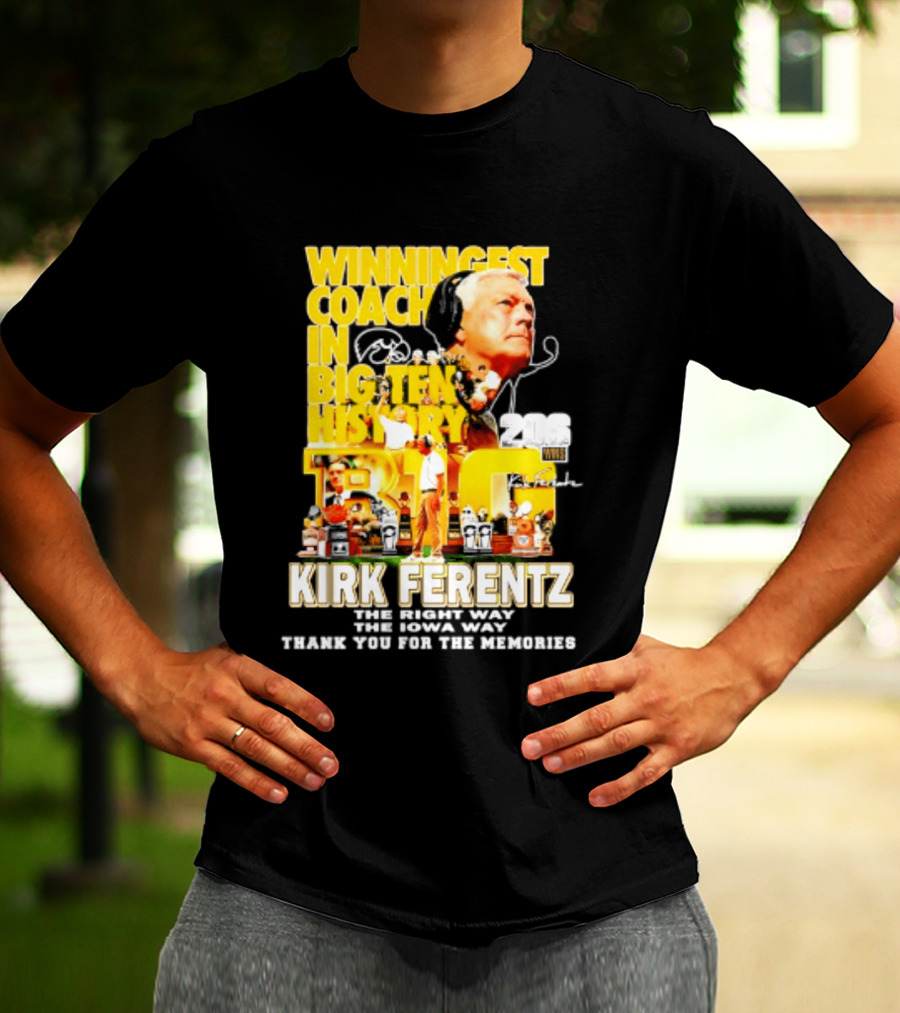 Kirk Ferentz Winningest Coach Big Ten History Iowa Hawkeyes Memories T-Shirt