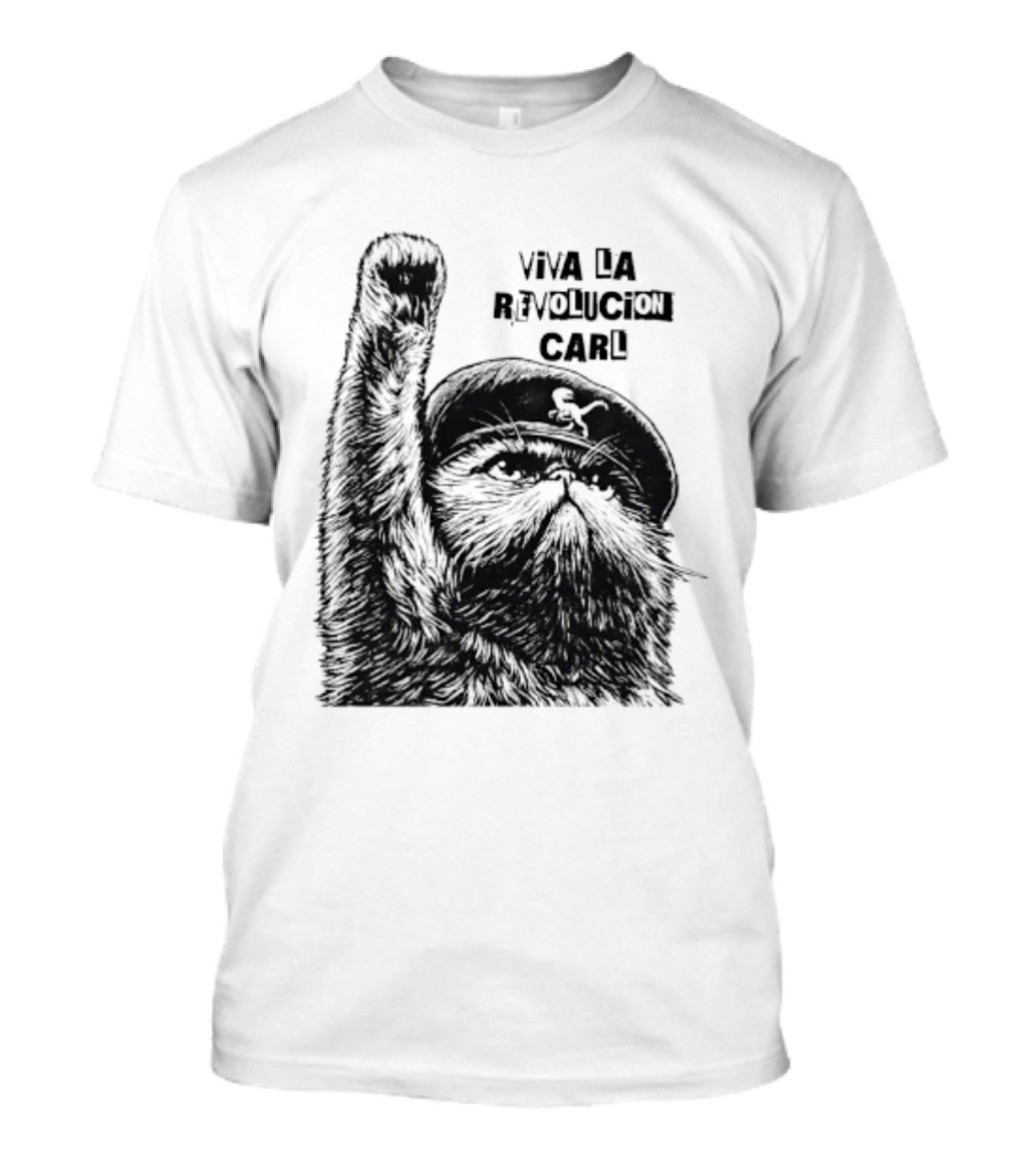 Viva La Revolución Carl Revolutionary Cat Uplifted Paw T-Shirt