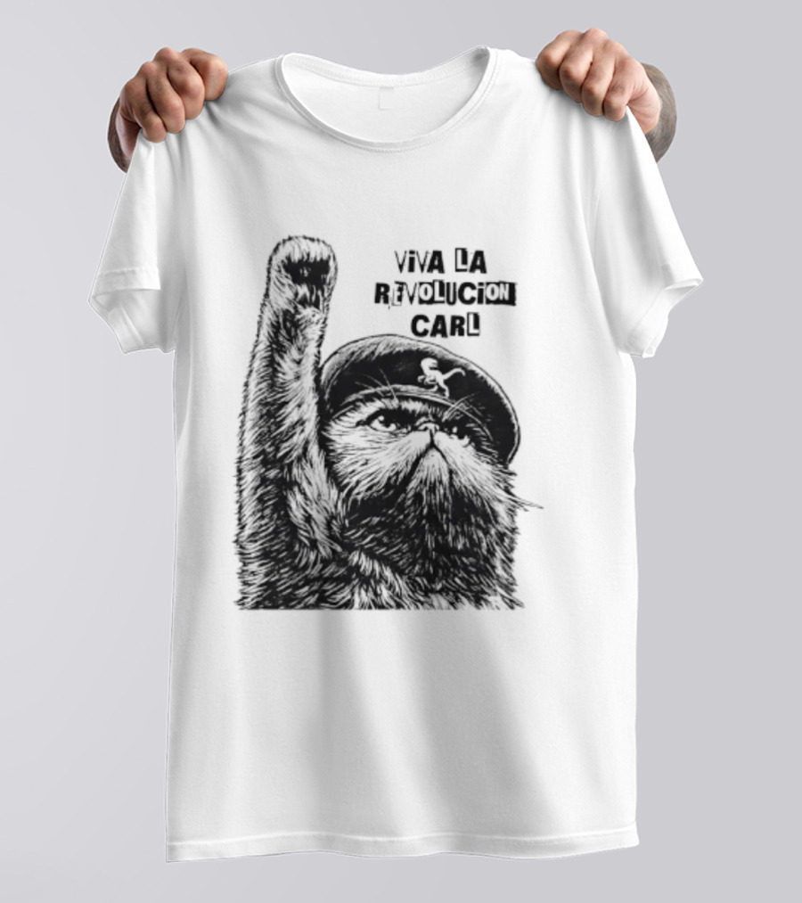 Viva La Revolución Carl Revolutionary Cat Uplifted Paw T-Shirt