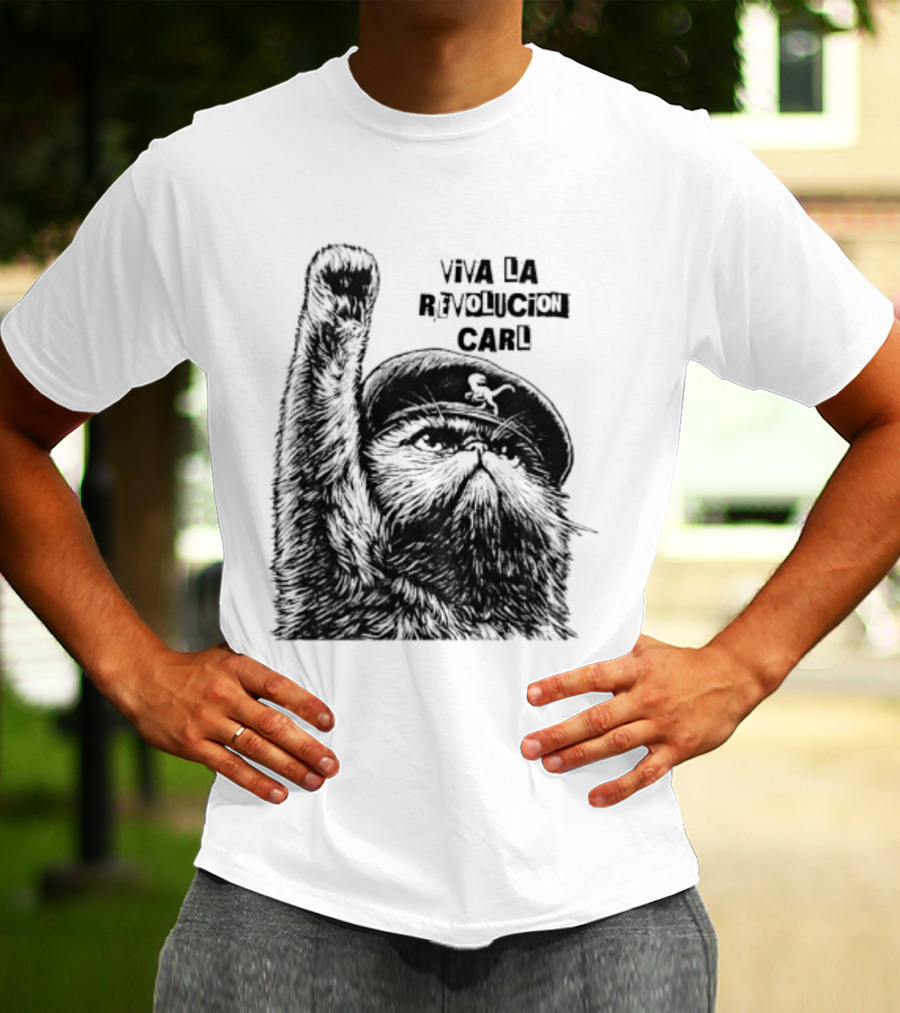 Viva La Revolución Carl Revolutionary Cat Uplifted Paw T-Shirt