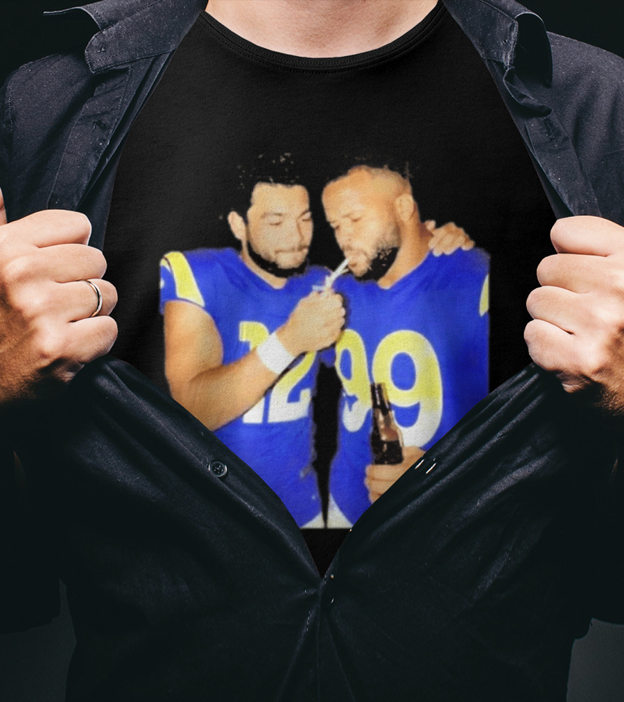 Los Angeles Rams Puka Nacua Aaron Donald Smoking Drinking NFL Football Team Players T-Shirt