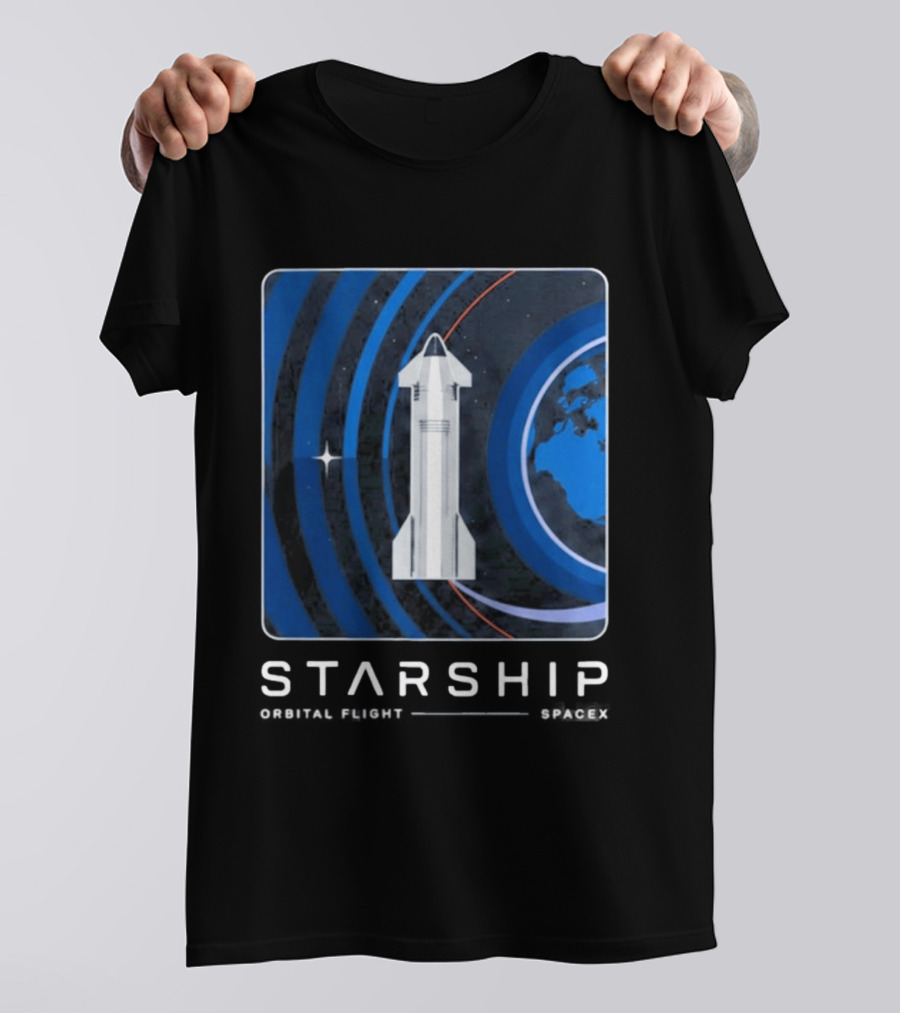 Starship First Orbital Flight Milestone Earth Icon And Concentric Rings T-Shirt