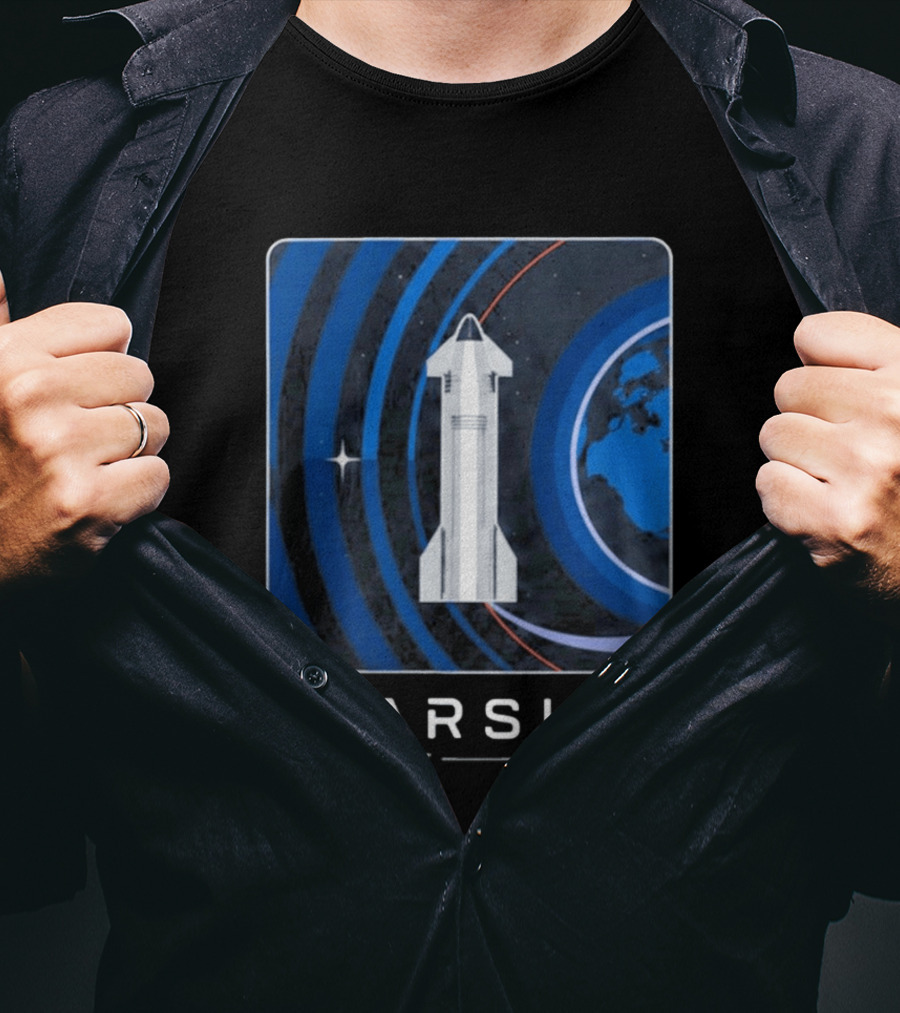 Starship First Orbital Flight Milestone Earth Icon And Concentric Rings T-Shirt