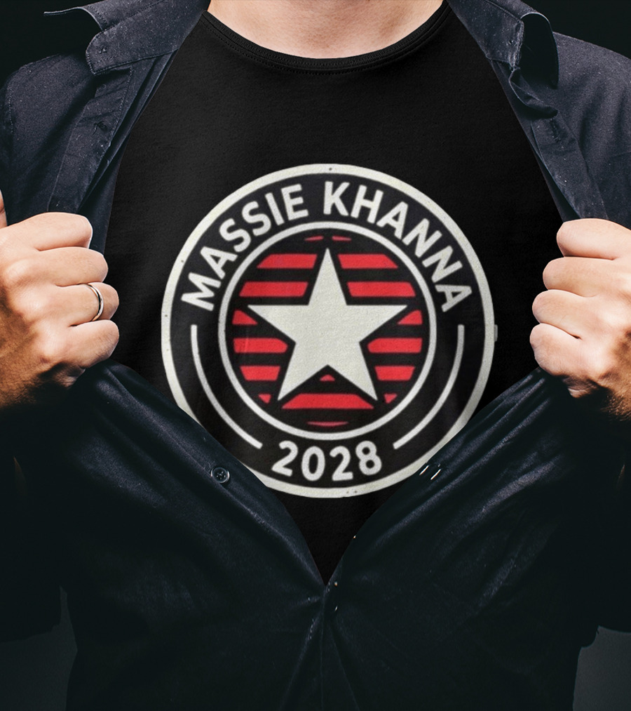 Massie Khanna 2028 White Star Red Stripes Circular T-Shirt