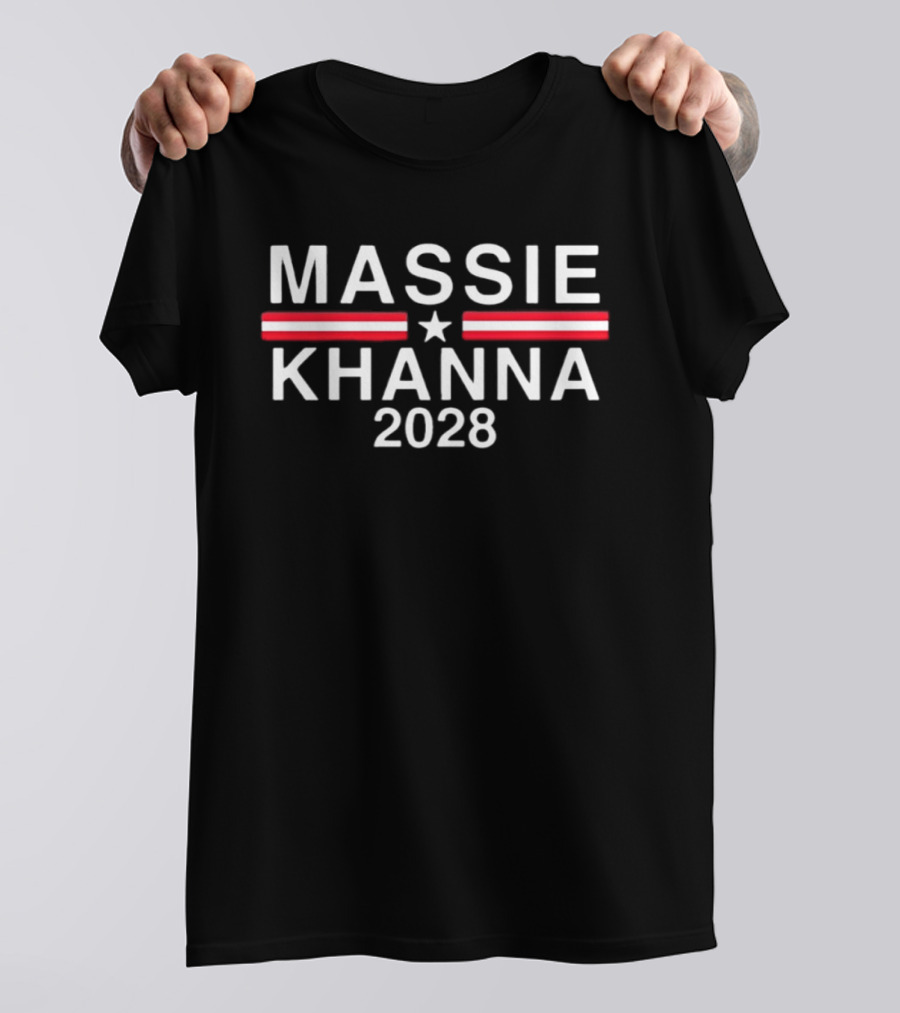 Massie Khanna 2028 Election Campaign Patriotic Star And Stripes T-Shirt