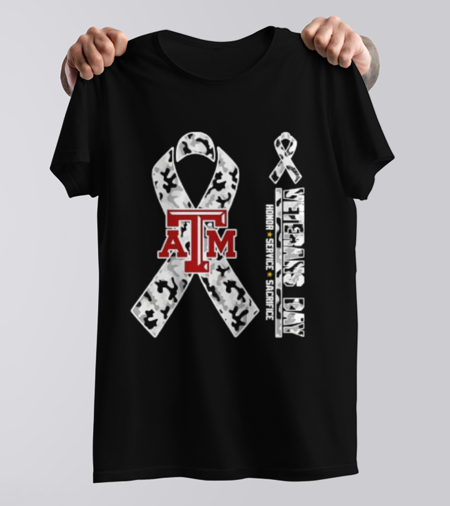 Texas A&M University Veterans Day Camouflage Ribbon Honor Service Sacrifice T-Shirt