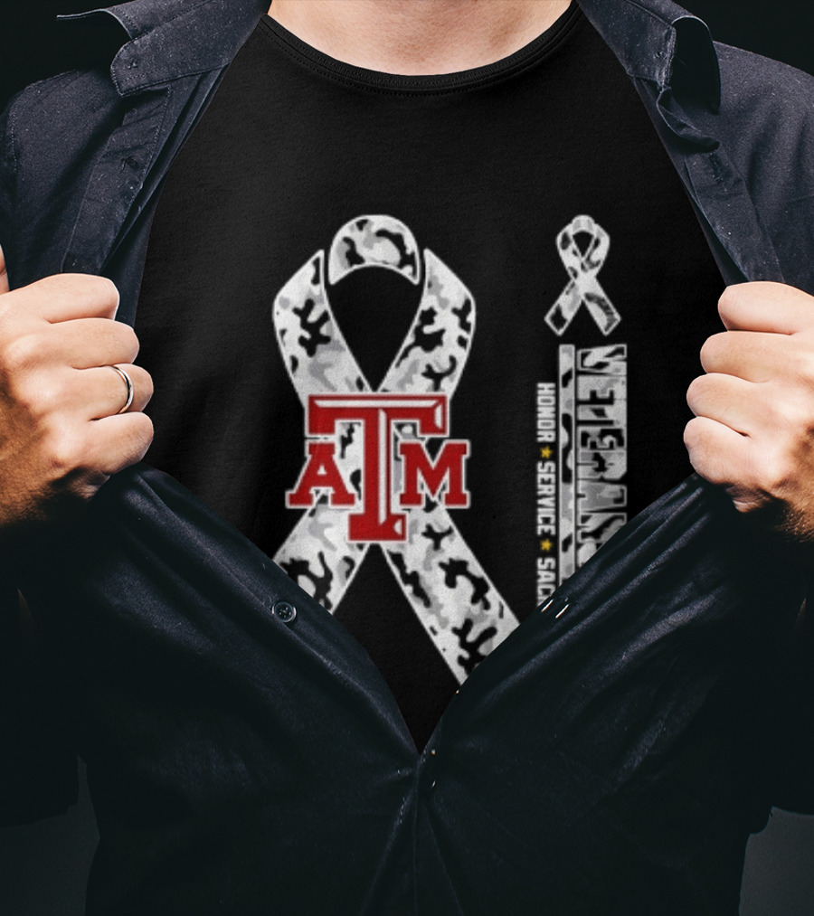 Texas A&M University Veterans Day Camouflage Ribbon Honor Service Sacrifice T-Shirt