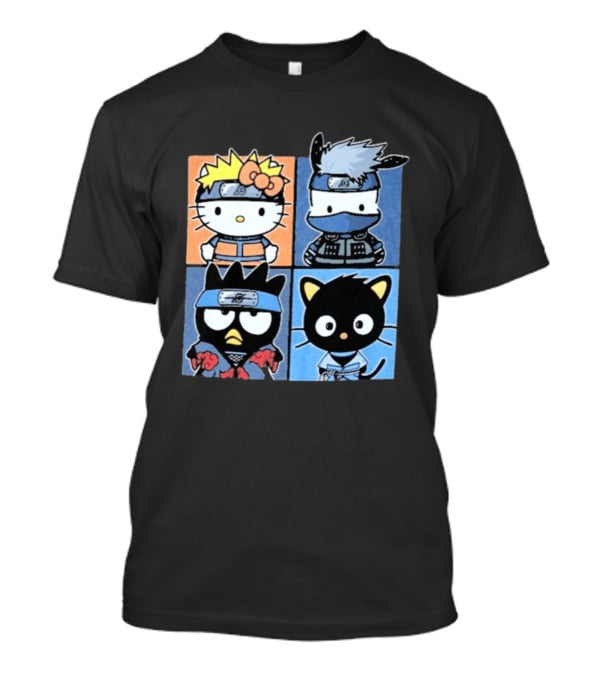 Naruto Shippuden Hello Kitty Friends Crossover Featuring Iconic Characters In Ninja Attire T-Shirt