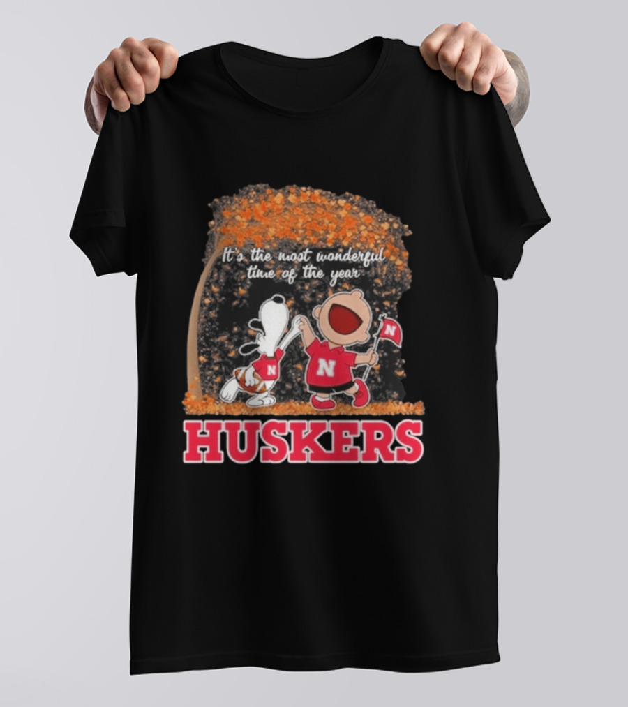 Huskers Snoopy Charlie Brown It's The Most Wonderful Time Of The Year T-Shirt