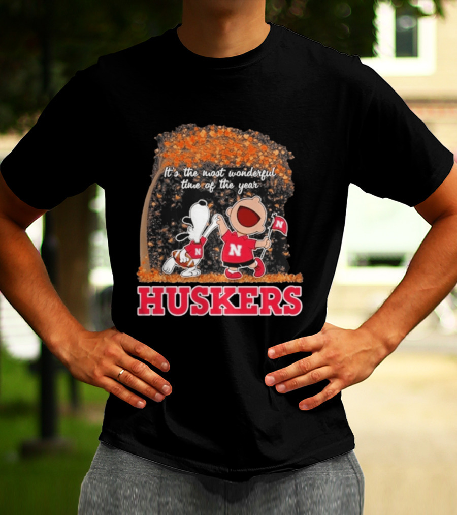 Huskers Snoopy Charlie Brown It's The Most Wonderful Time Of The Year T-Shirt
