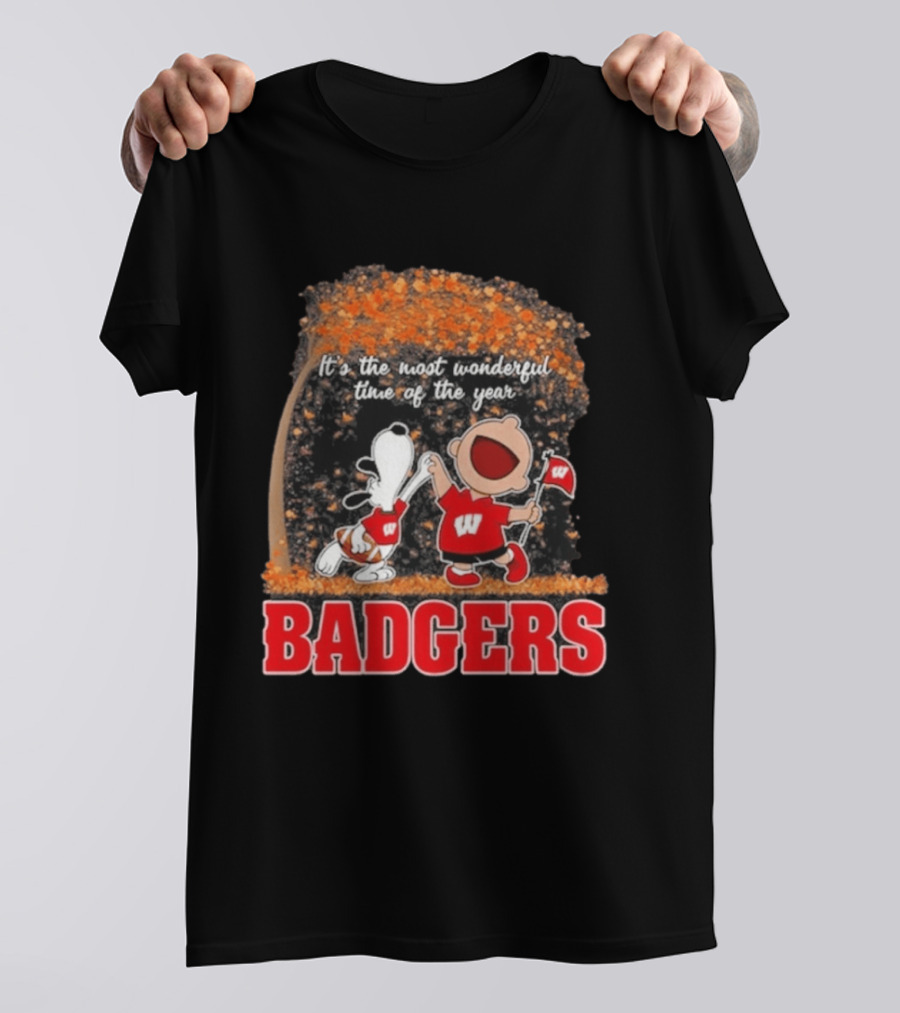 Wisconsin Badgers Snoopy Charlie Brown It's The Most Wonderful Time Of The Year 2026 T-Shirt