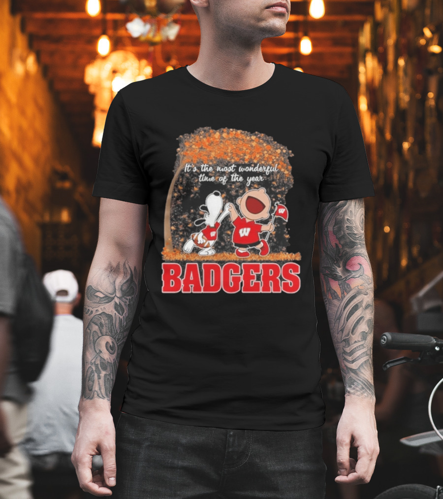 Wisconsin Badgers Snoopy Charlie Brown It's The Most Wonderful Time Of The Year 2026 T-Shirt