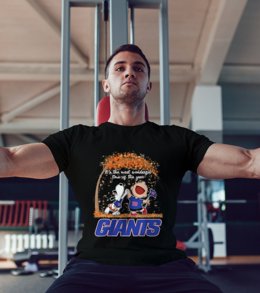 New York Giants Snoopy Charlie Brown 2026 Most Wonderful Time T-Shirt