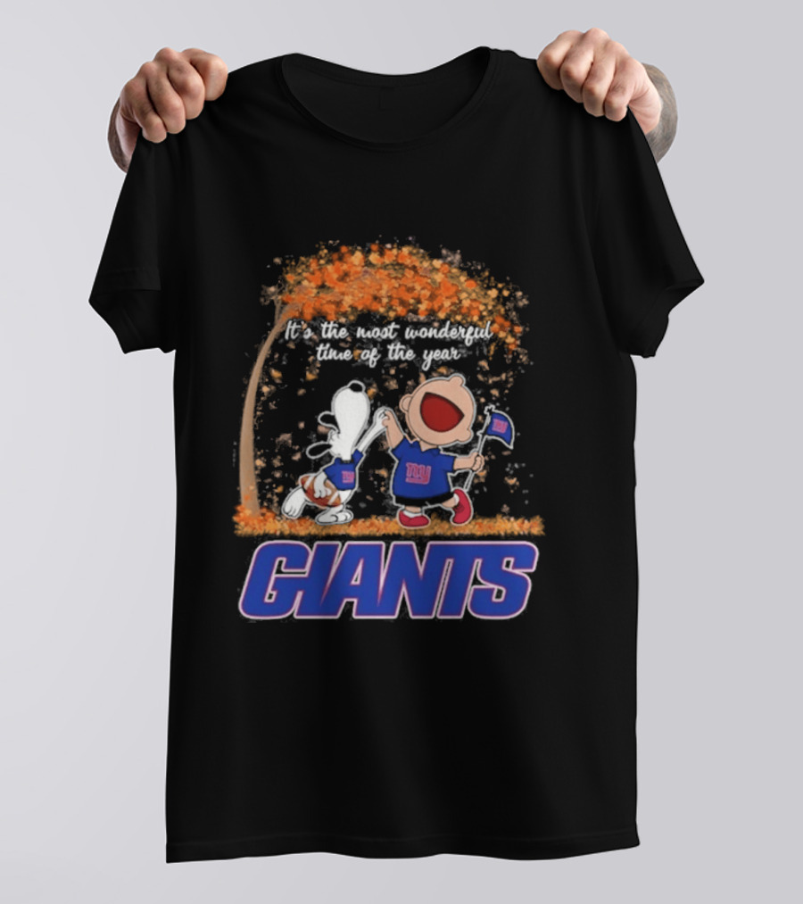 New York Giants Snoopy Charlie Brown 2026 Most Wonderful Time T-Shirt