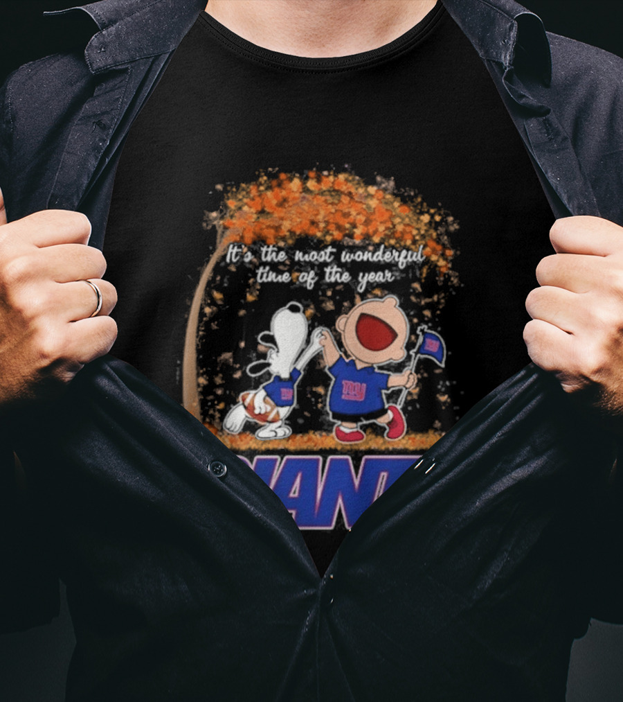 New York Giants Snoopy Charlie Brown 2026 Most Wonderful Time T-Shirt