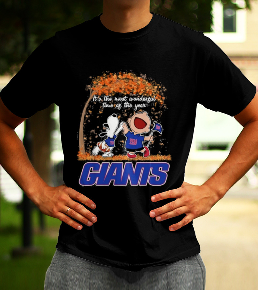 New York Giants Snoopy Charlie Brown 2026 Most Wonderful Time T-Shirt