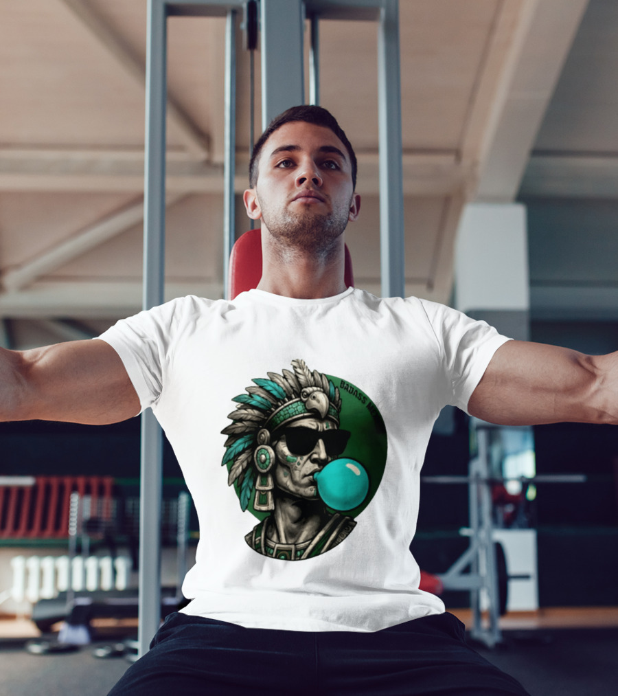 Aztec Warrior With Sunglasses Chewing Bubble Gum Badass Mexicans T-Shirt