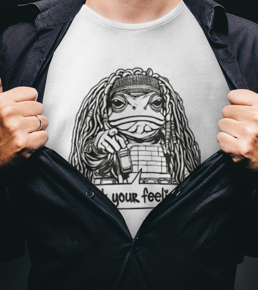 Gangster Frog Expression With Long Hair And Pointing Hand T-Shirt