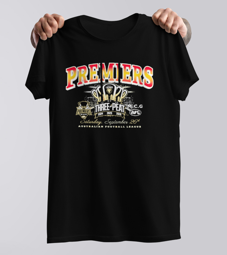 AFL Premiers Three Peat September 26 2026 Cup Winner Celebration T-Shirt