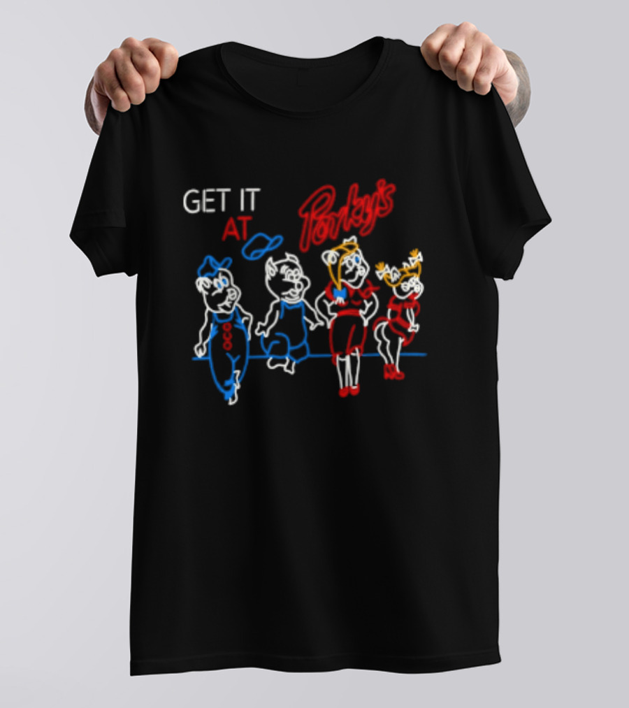 GET IT AT PORKY'S 80s MOVIE NEON SIGN CHARACTERS T-Shirt