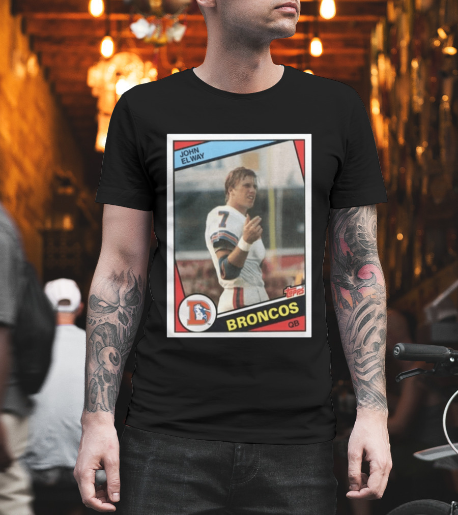 Brandon Perna John Elway Broncos Topps Card NFL QB T-Shirt