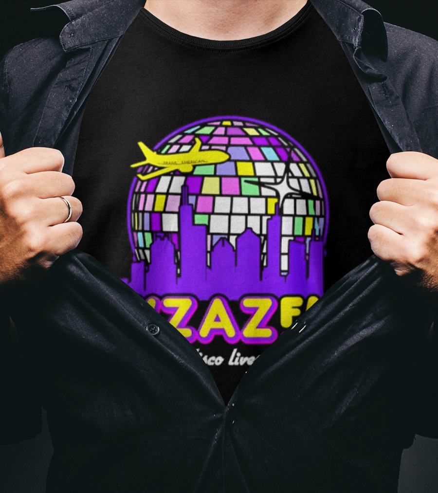 WZAZ FM Chicago Disco Globe And Skyline Where Disco Lives Forever T-Shirt