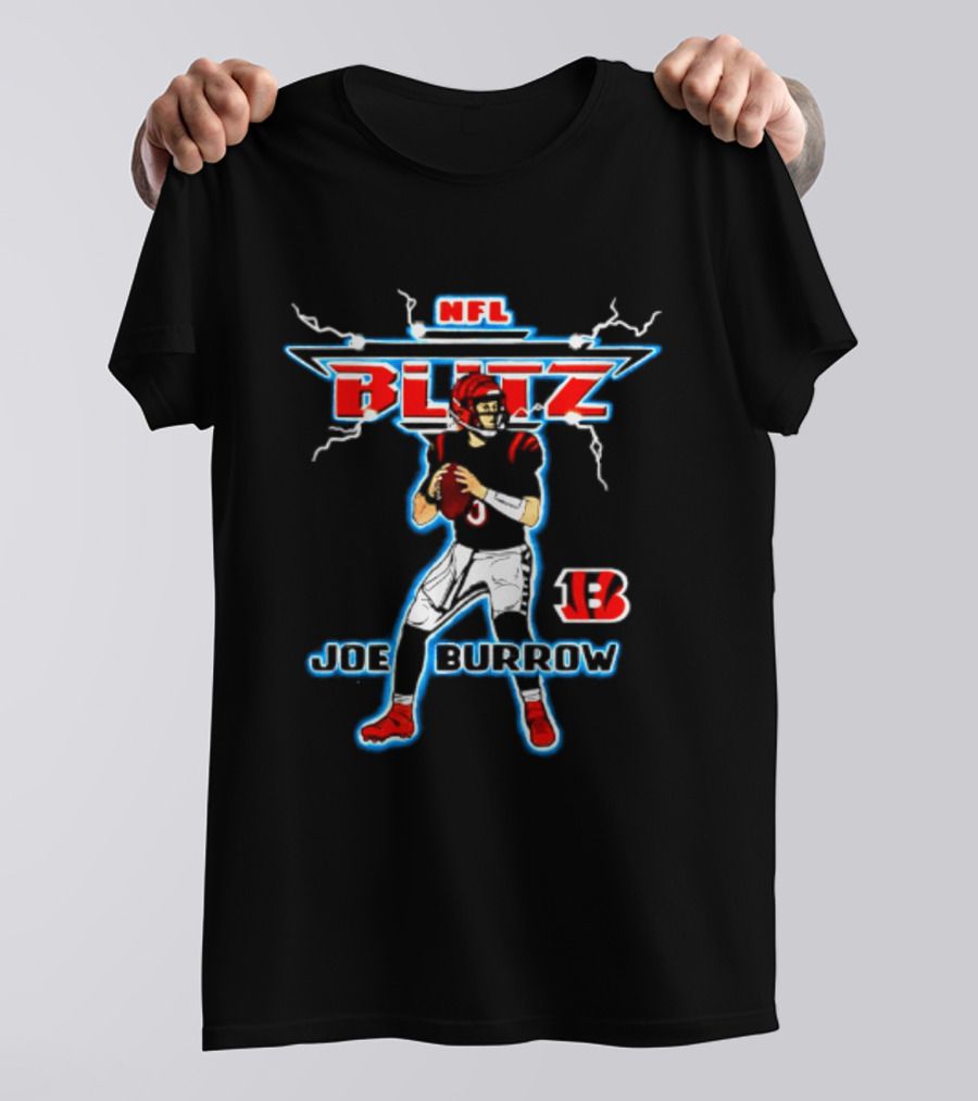 Cincinnati Bengals Joe Burrow NFL Blitz Lightning B T-Shirt