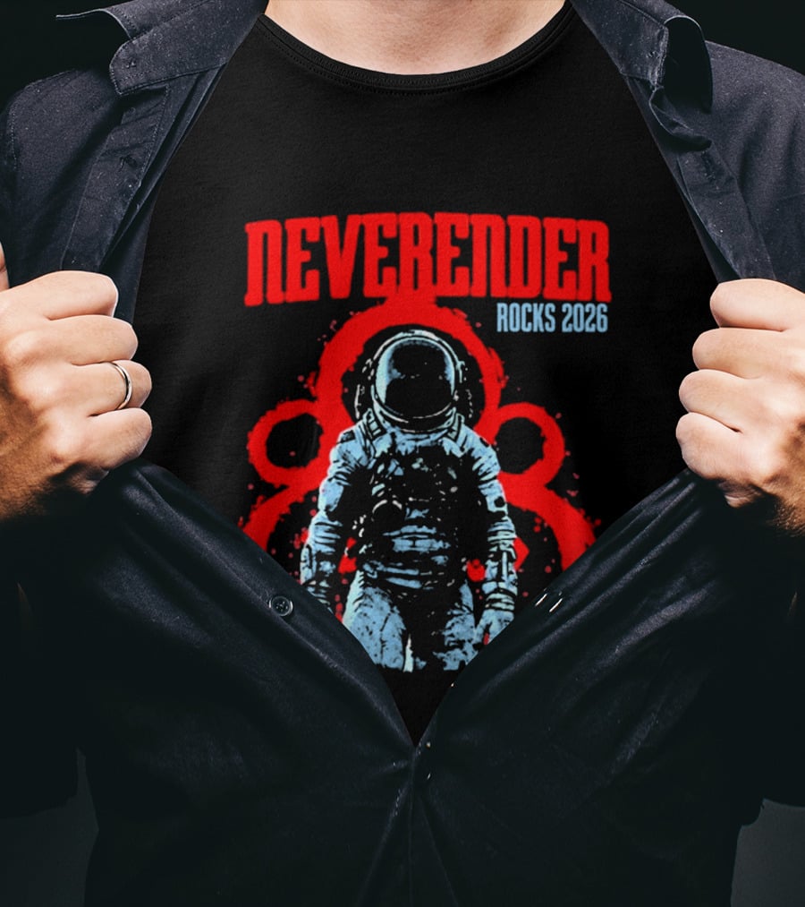 Neverender Rocks 2026 Astronaut Coheed Cambria Red Circles T-Shirt