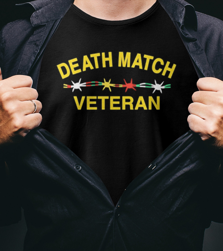 DEATH MATCH VETERAN Gold Stars Red White Green T-Shirt