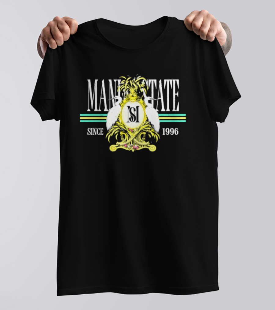 Mania State Since 1996 Egret Palm Tree Regal Crest T-Shirt