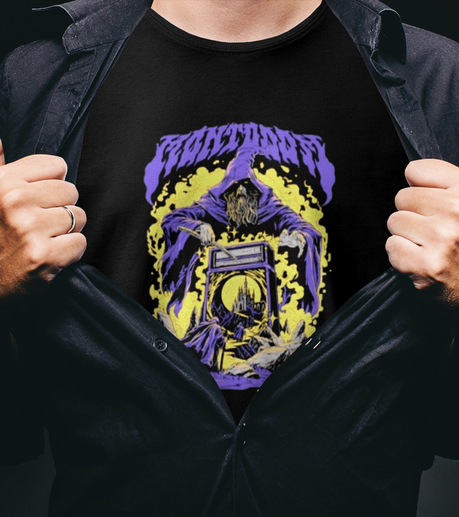 Mantdar Wizard With Castle And Guitar Amplifier Magic Explosion T-Shirt