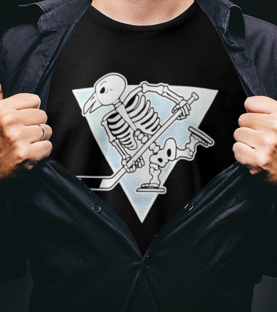 Pittsburgh Penguins Skeleton Bird Hockey Triangle T-Shirt