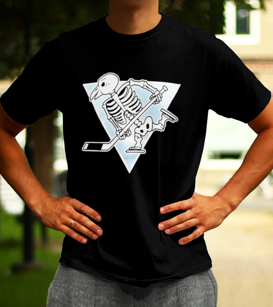 Pittsburgh Penguins Skeleton Bird Hockey Triangle T-Shirt