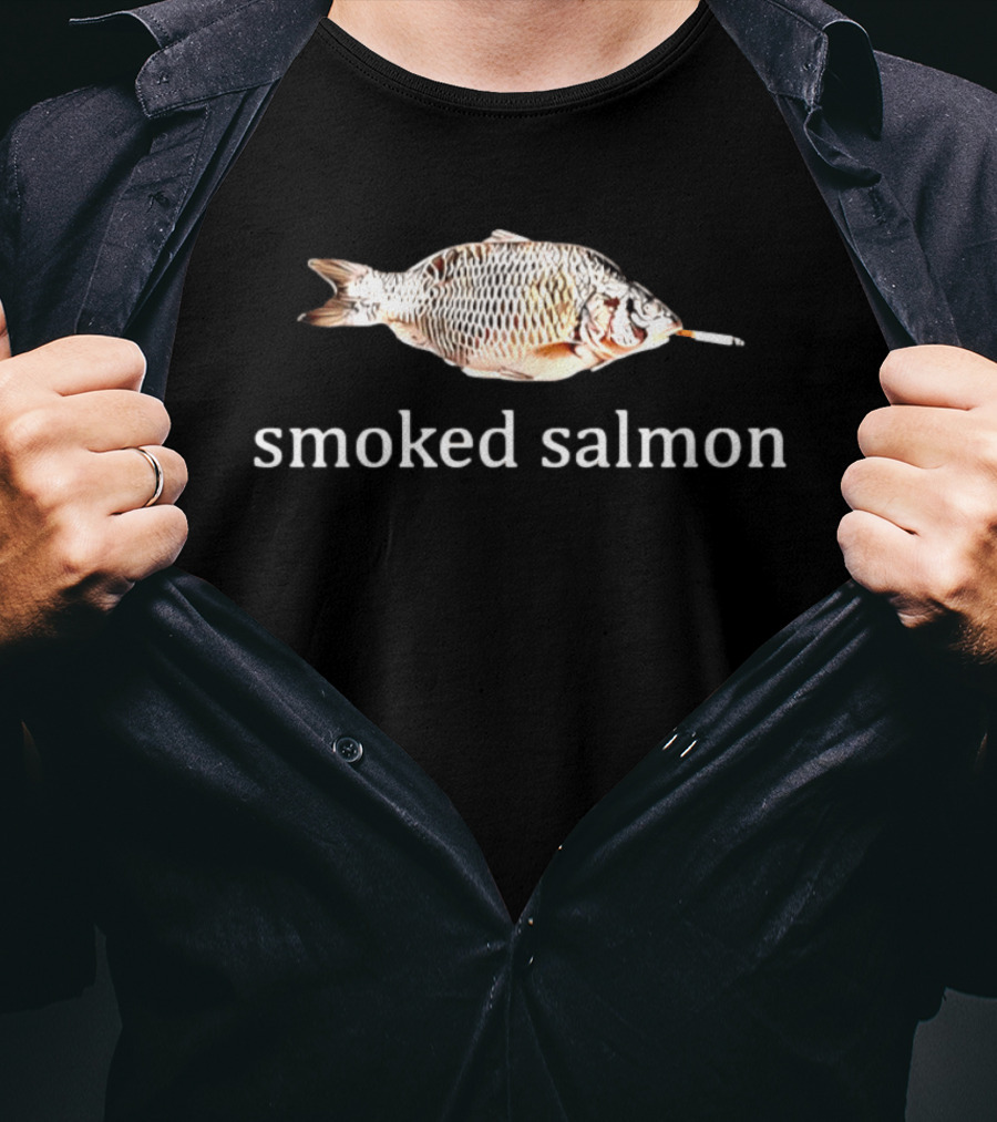 Smoked Salmon Fish With Cigarette Humor T-Shirt