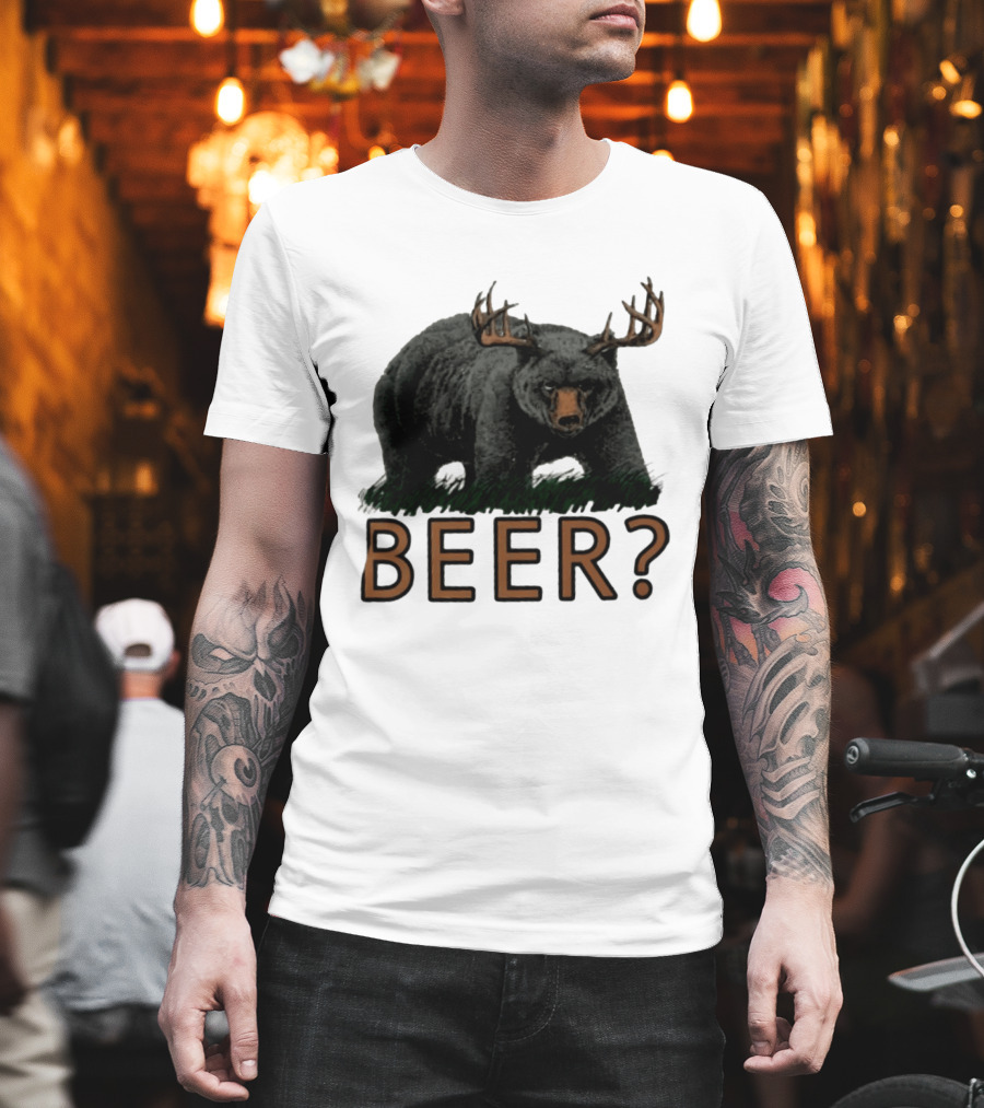 Bear With Antlers Beer T-Shirt