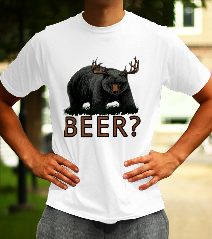 Bear With Antlers Beer T-Shirt