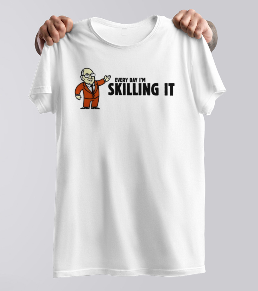 Every Day I'm Skilling It Funny Boss Cartoon In Orange Suit T-Shirt
