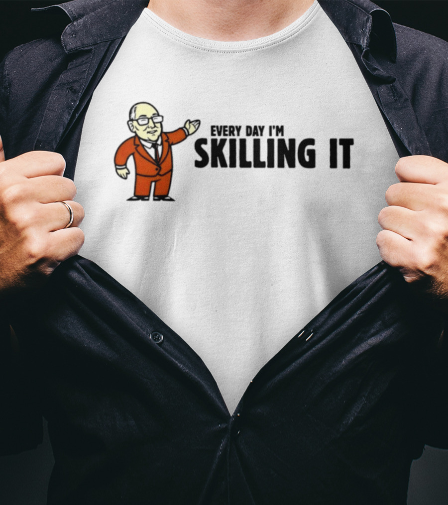 Every Day I'm Skilling It Funny Boss Cartoon In Orange Suit T-Shirt