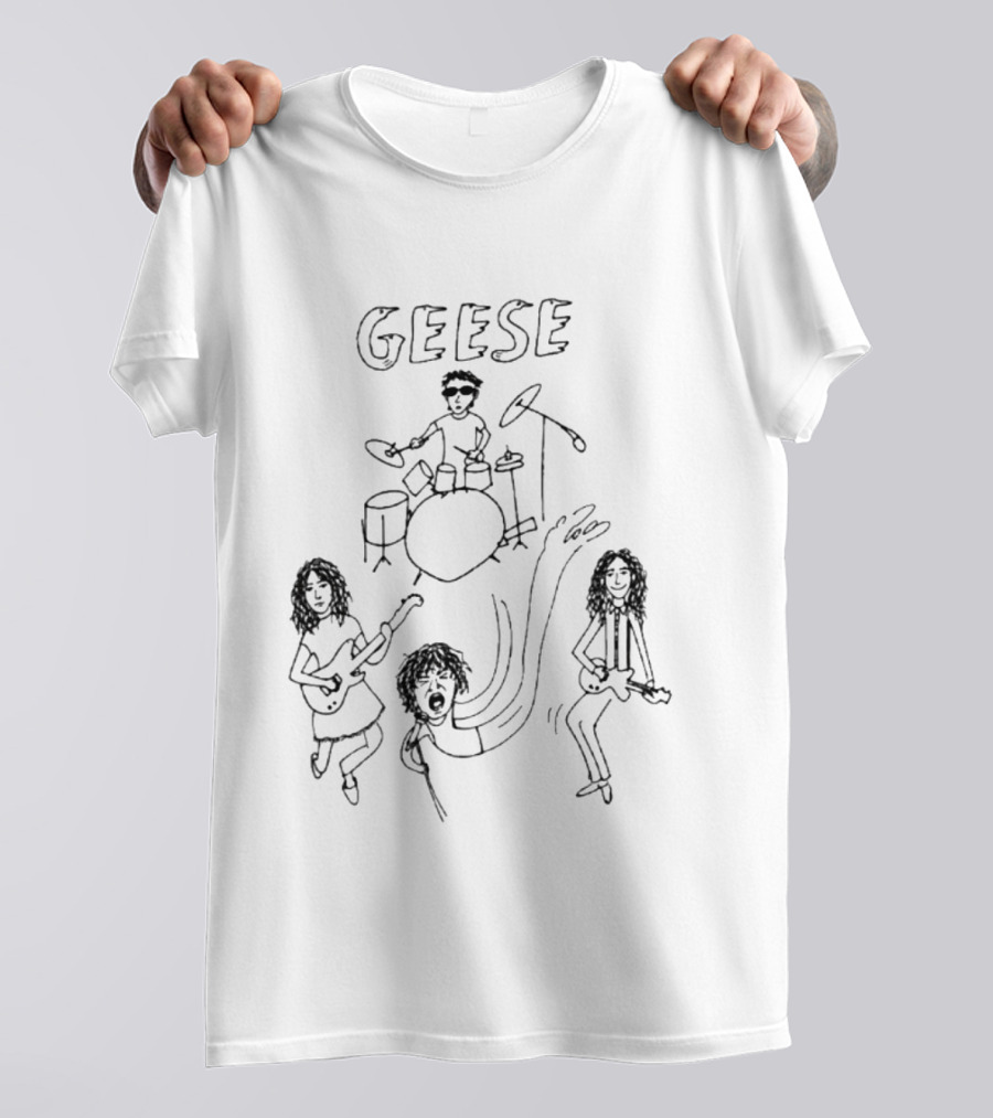 Geese Band Getting Killed Again Fall 2026 North American Tour Monochrome Doodle T-Shirt