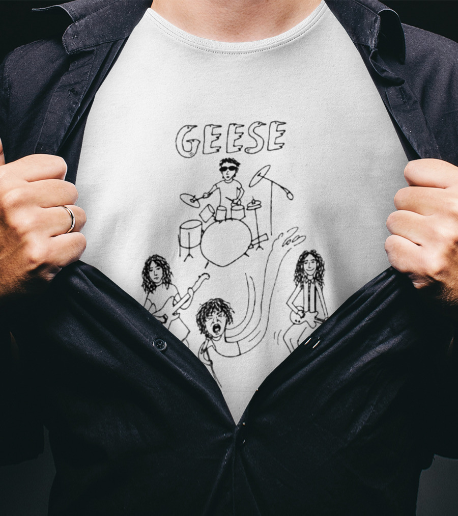 Geese Band Getting Killed Again Fall 2026 North American Tour Monochrome Doodle T-Shirt