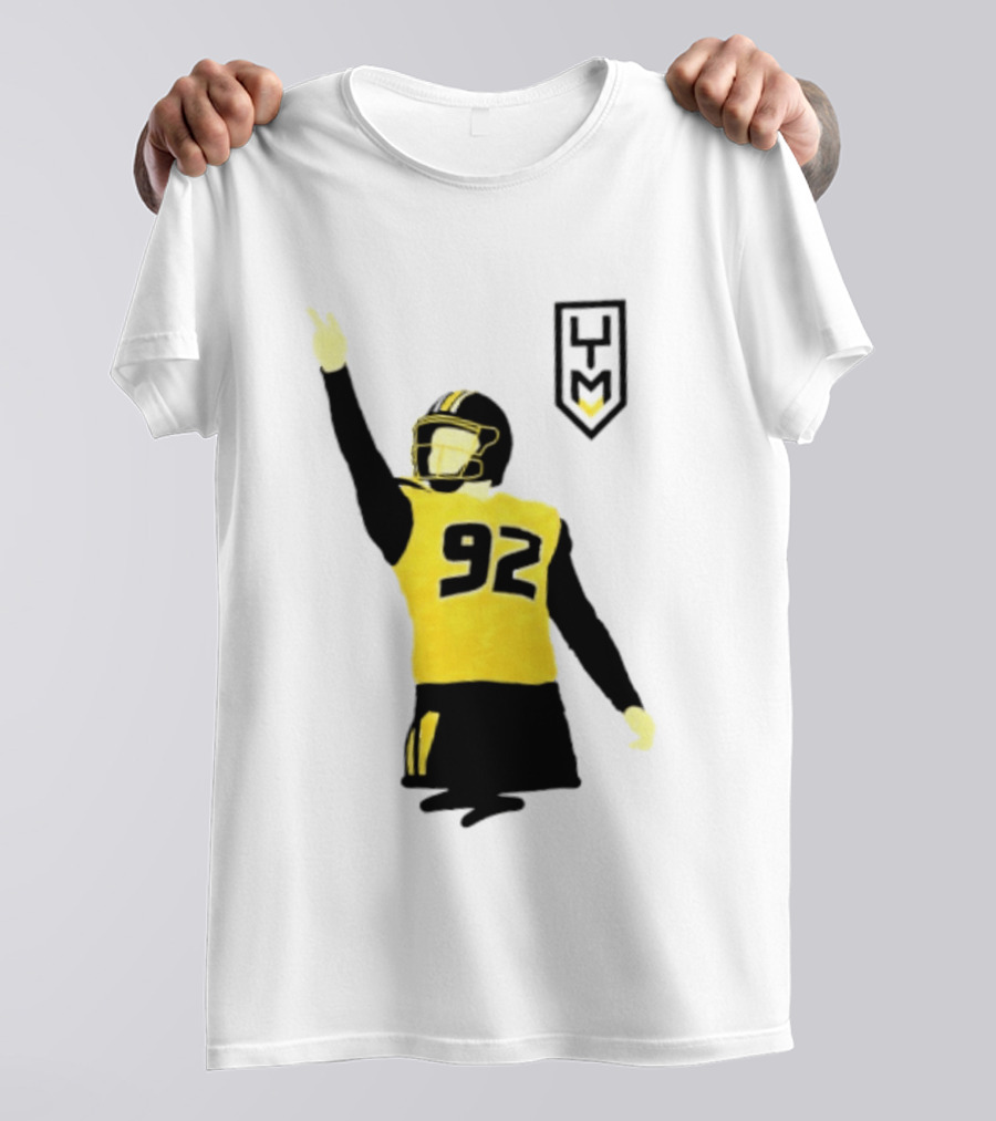 Harrison Mevis 92 Los Angeles Rams The Thiccer Kicker Football Player Quarterback Iconic Celebratory Pose T-Shirt