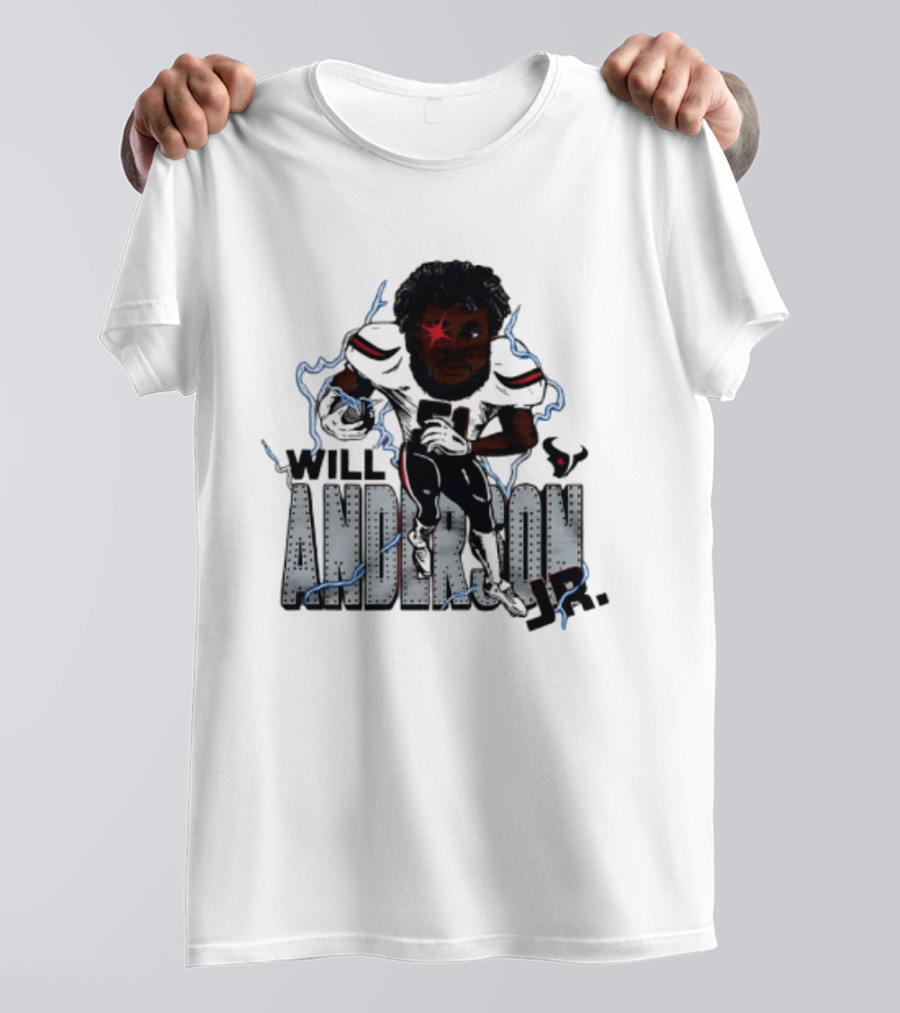 Houston Texans Will Anderson Jr Lightning Caricature Player T-Shirt