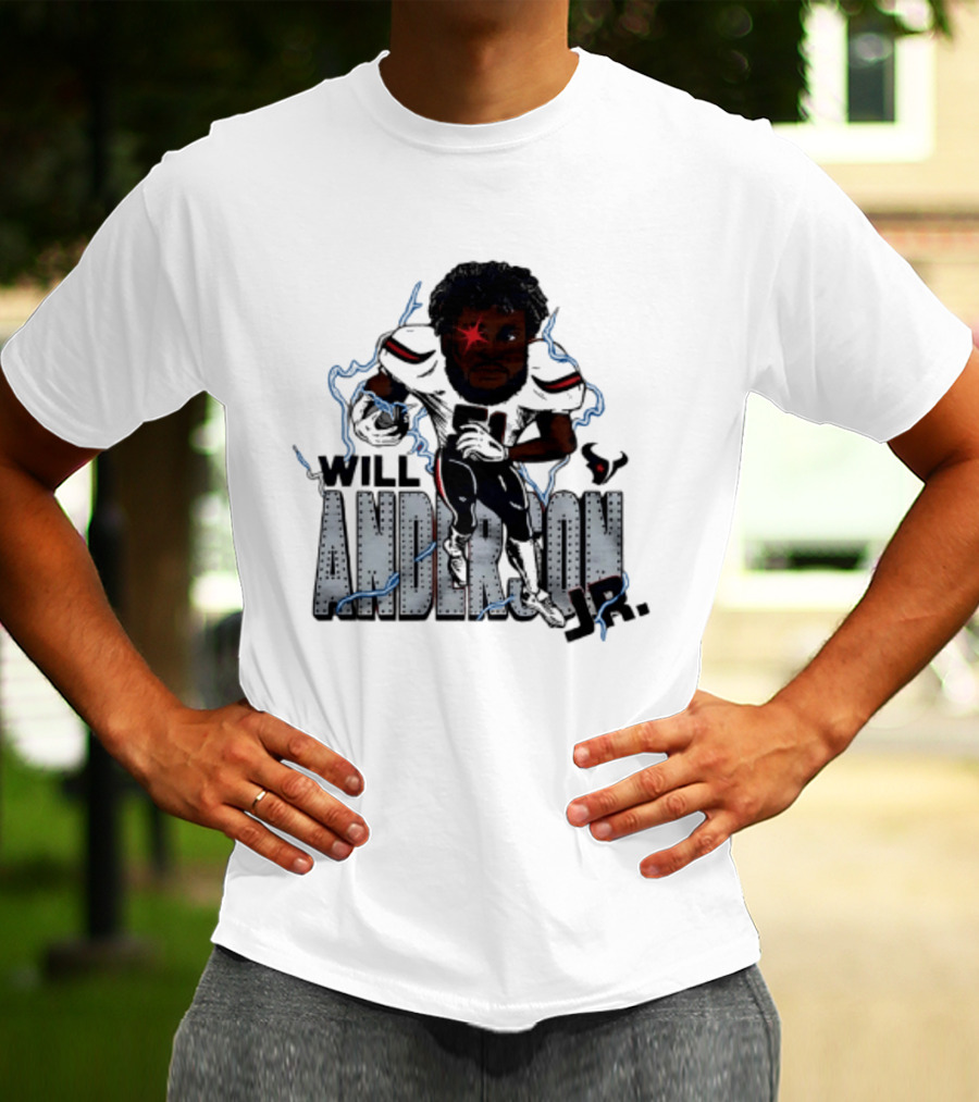 Houston Texans Will Anderson Jr Lightning Caricature Player T-Shirt