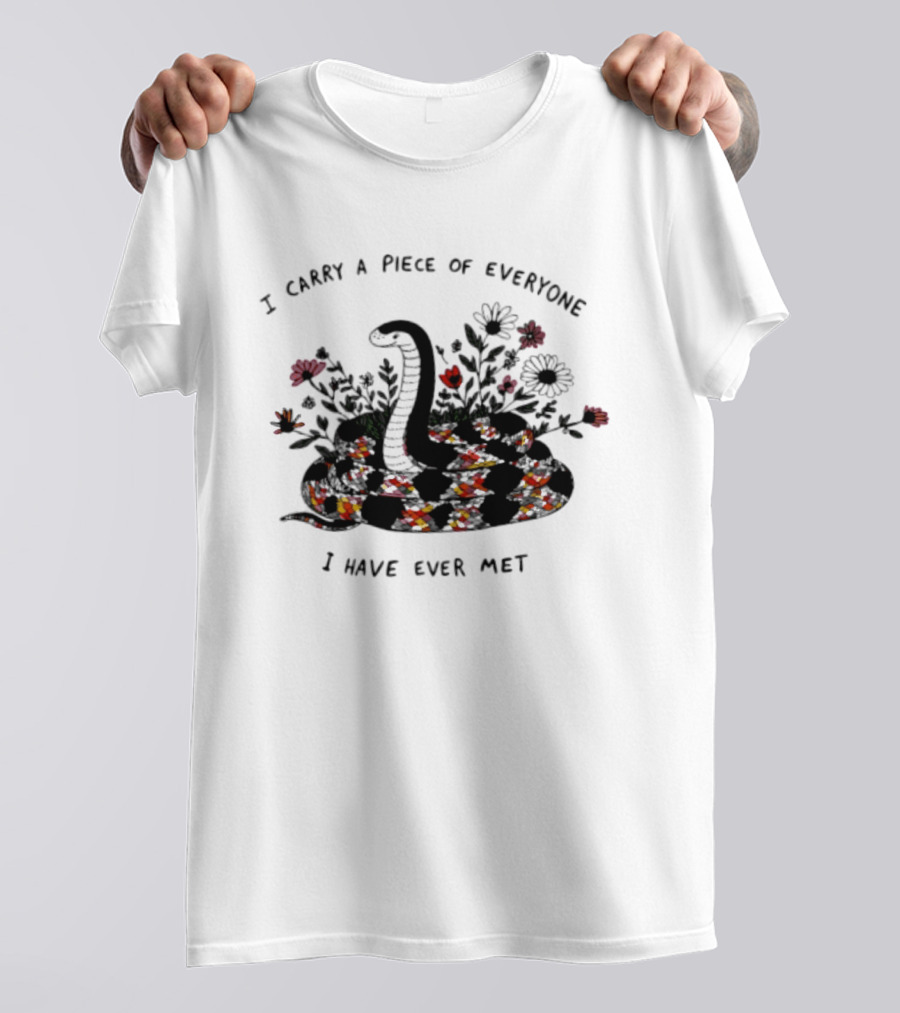 I Carry A Piece Of Everyone I Have Ever Met Snake Floral Blossoms T-Shirt